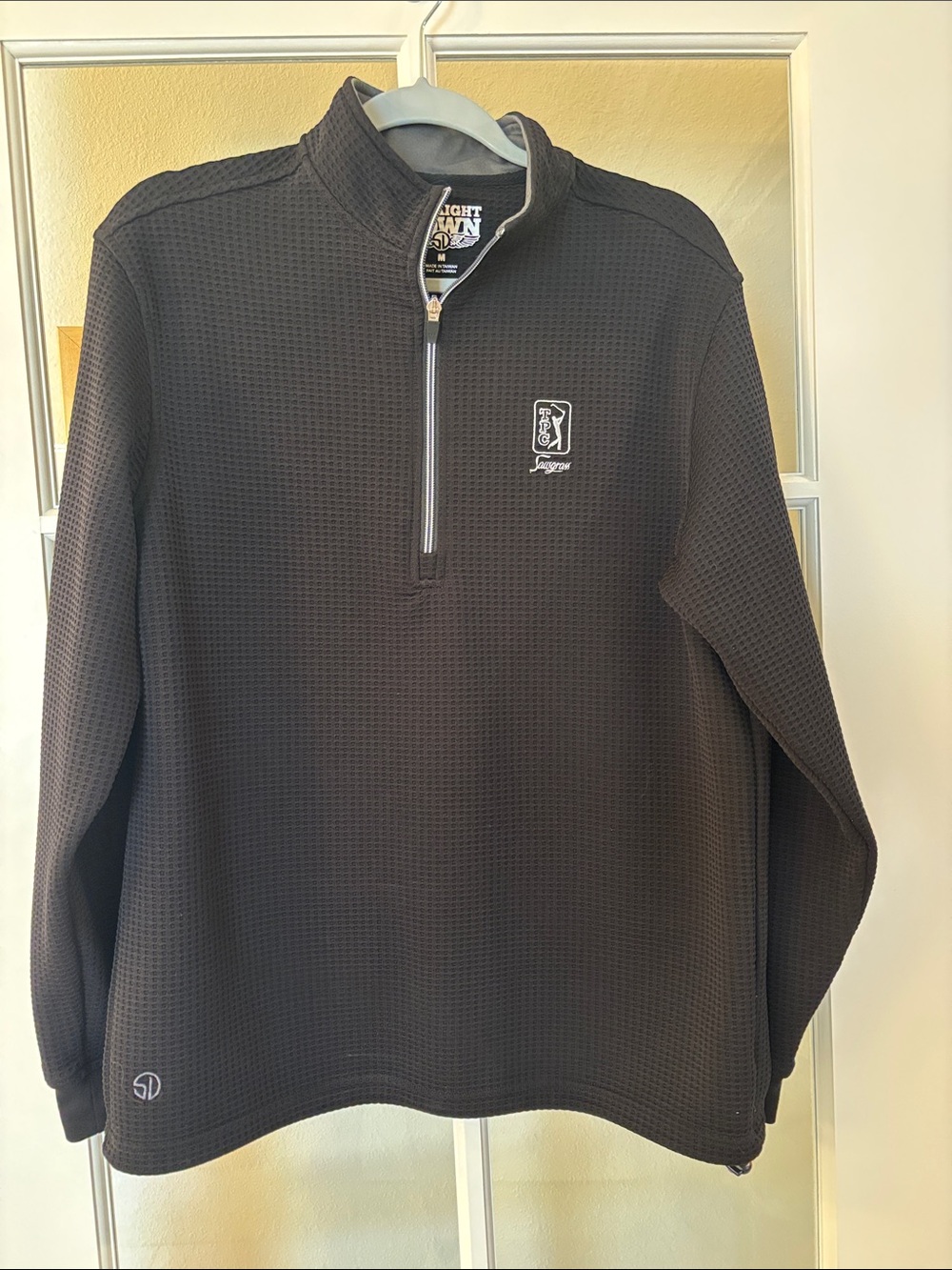 Straight Down golf pull over long sleeve 1/4 zip waffle knit shirt M
